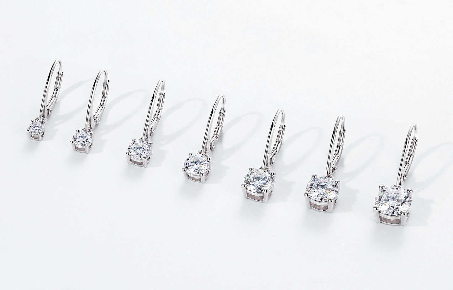 WHITE MOISSANITE EARRINGS WITH LEVER BACKS