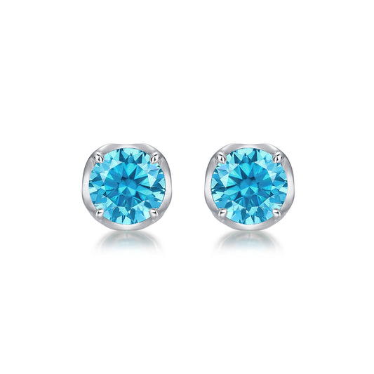 5mm Round Glacier Blue Moissanite Earrings