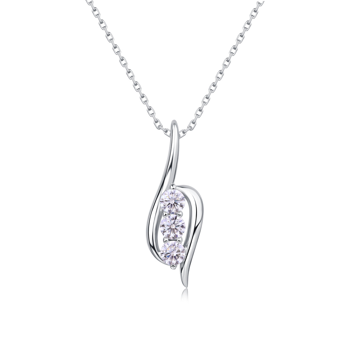 4mm Round 3-stone White Moissanite Pendant