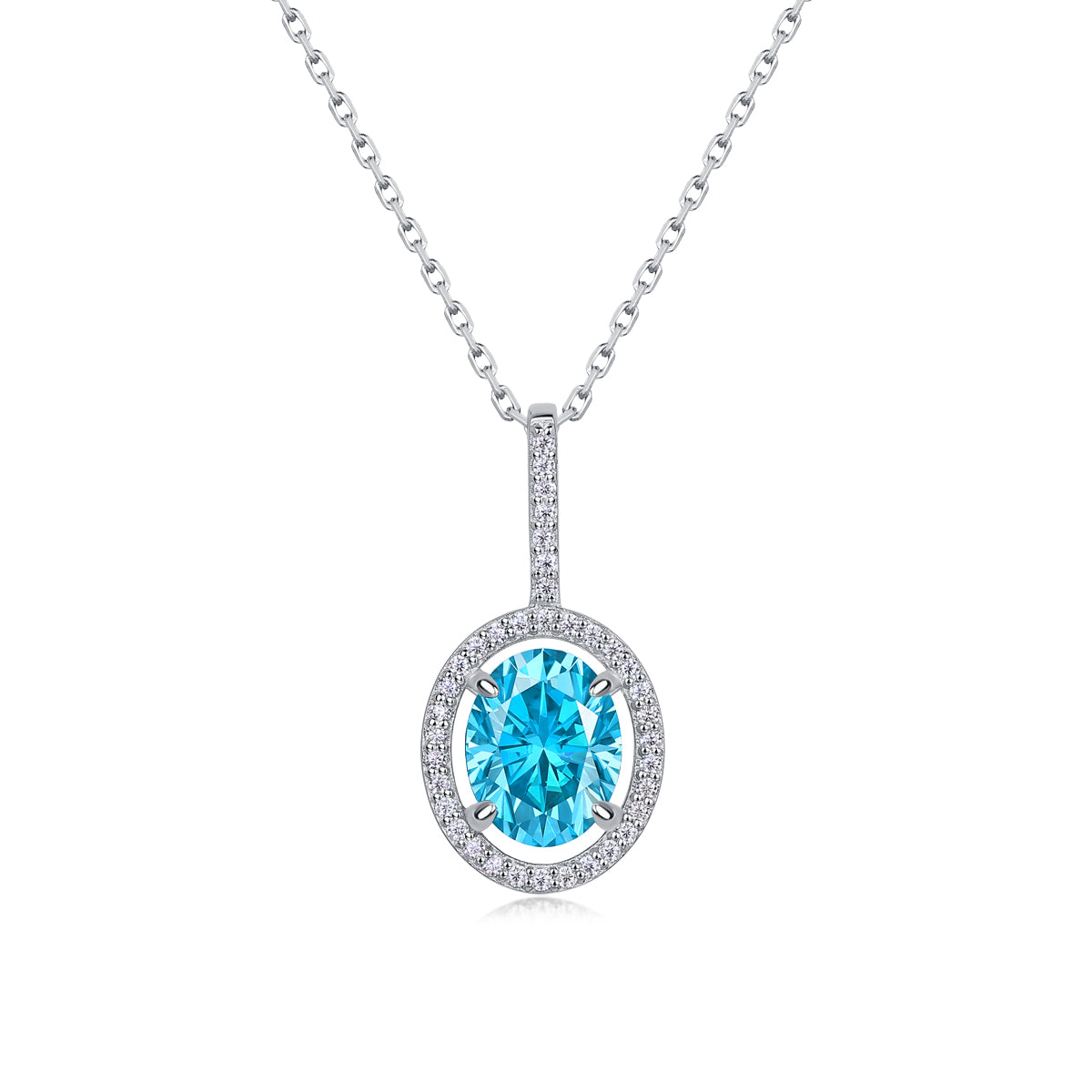 10x8mm Oval Glacier Blue Moissanite Pendant