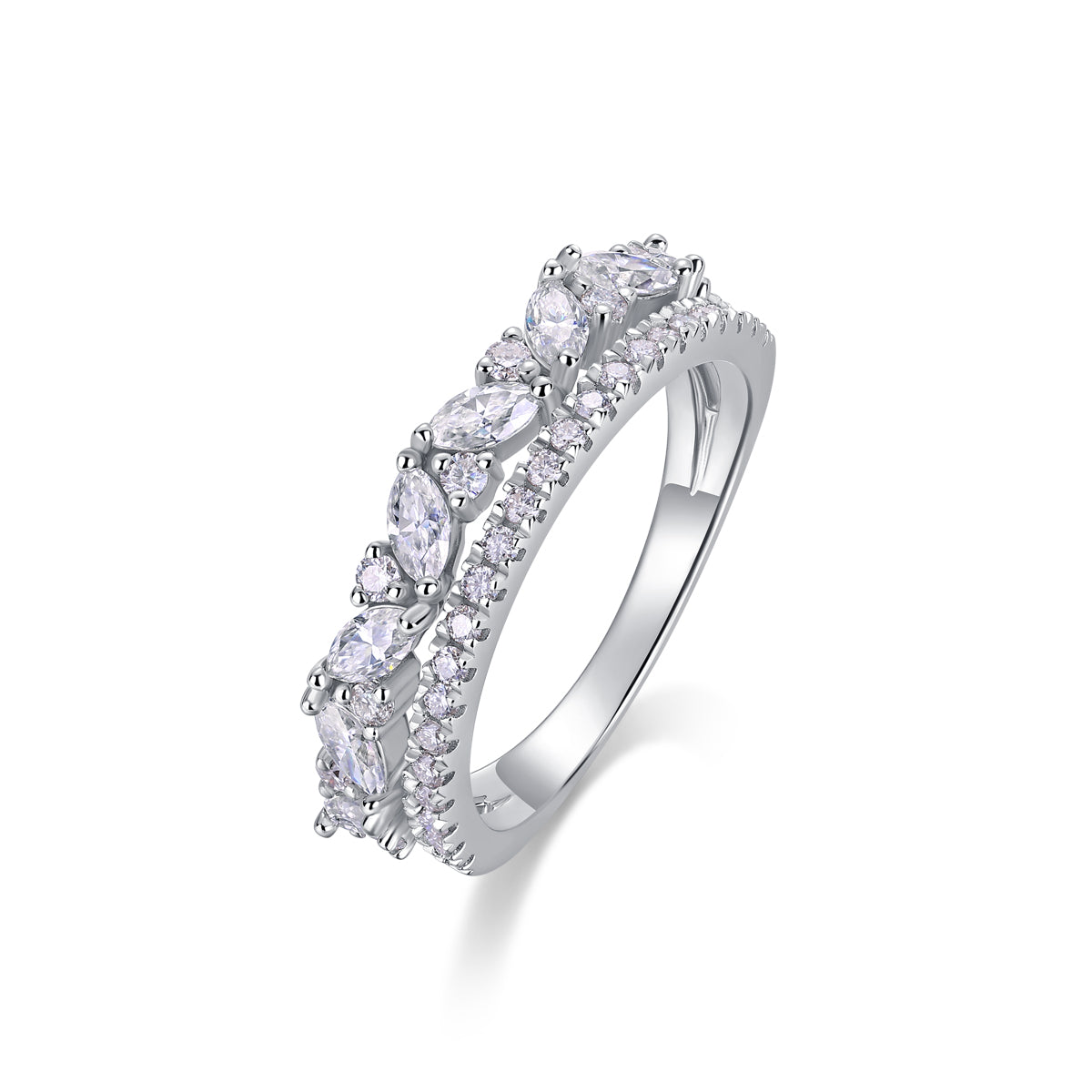 DOUBLE ROW WHITE MOISSANITE RING