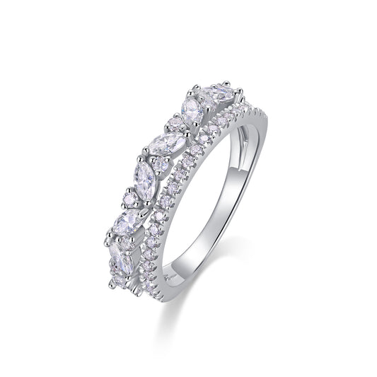 DOUBLE ROW WHITE MOISSANITE RING