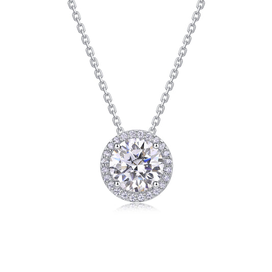 WHITE MOISSANITE PENDANT WITH HIDDEN BAIL