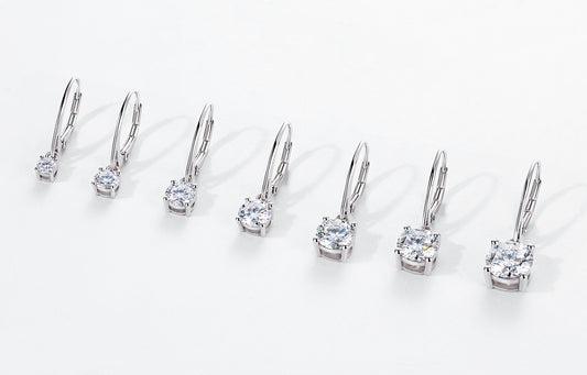 WHITE MOISSANITE EARRINGS WITH LEVER BACKS