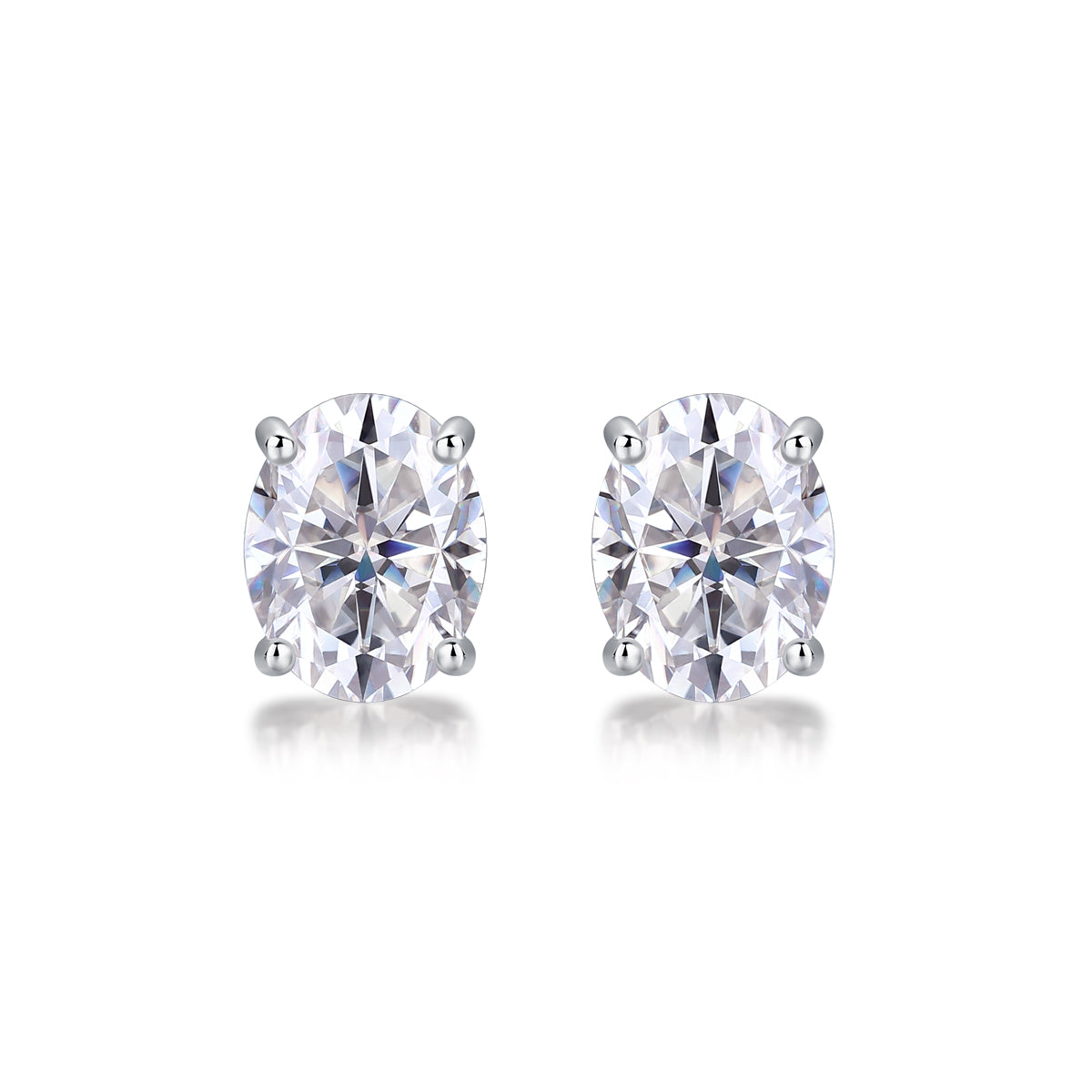 9x7mm Oval Pure White Moissanite Earrings