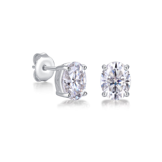 5ct Oval Pure White Moissanite Earrings